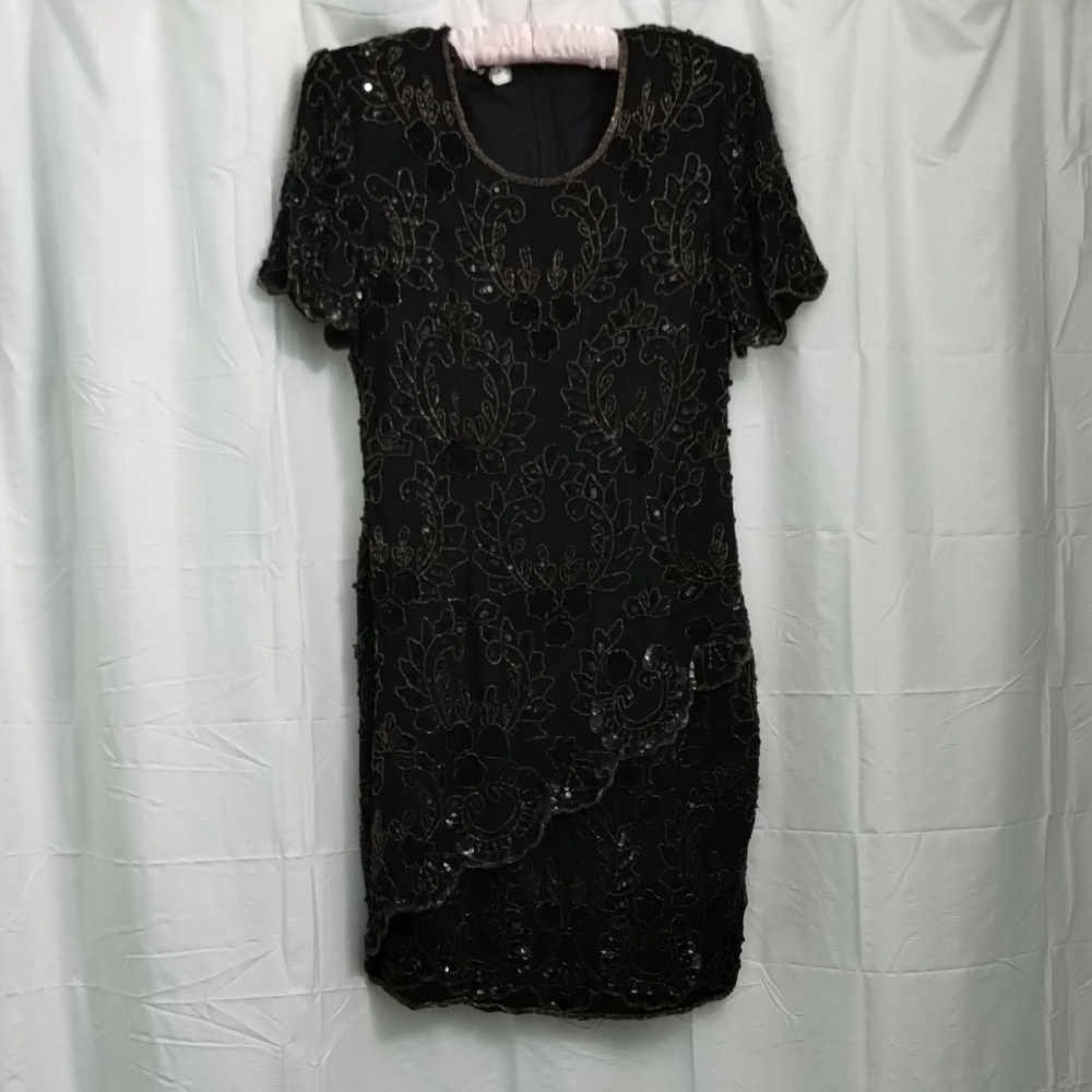 Vintage Sténay Black Beaded And Sequin Dress